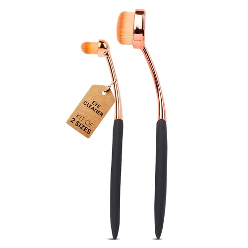 Image of Eye Cleaner Brush Pack of Two for Dogs and Cats | Large & Small Sizes | Effective Tear Stain Cleaner | Washable Superfine Fiber Hair | Long Tapered Bristles | Ergonomic Handle