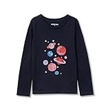 Lands' End Girls Long Sleeve Graphic Tee Classic Navy Planets Kids Plus X-Large
