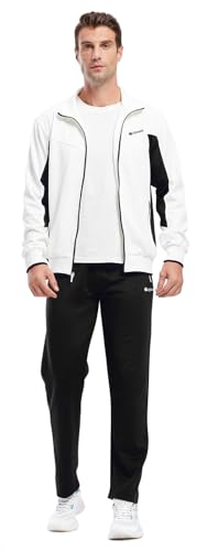 Image of Rdruko Men's Athletic Casual Tracksuit 2 Piece Full Zip Jacket Sweatsuit Outfit Jogger Fleece Set