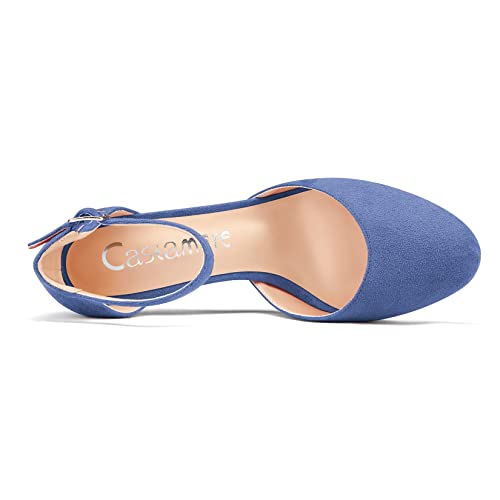 Castamere Women Chunky Block Mid Kitten Heel Round Toe Pumps Ankle Strap Classic Cute Office 2.0 Inches Heels4