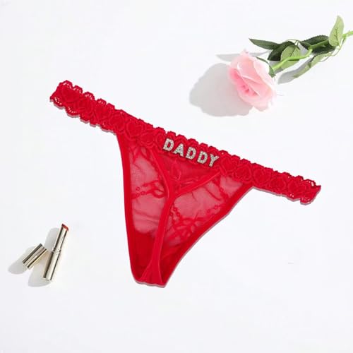 Image of UIASKOWP Personalized Thong With Special Word Funny Custom Underwear Thong Low Rise Sexy G-String for Women