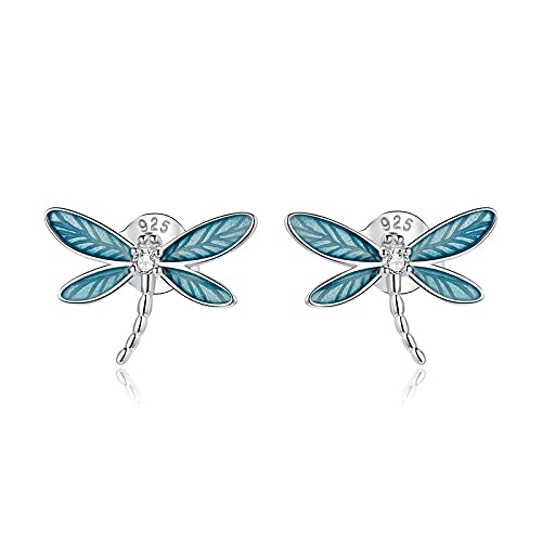 SALAN Orecchini A Forma di Libellula in Argento Sterling 925 per Donna Gioielli in Argento Ipoallergenico per Bambini Orecchino Carino Ipoallergenico