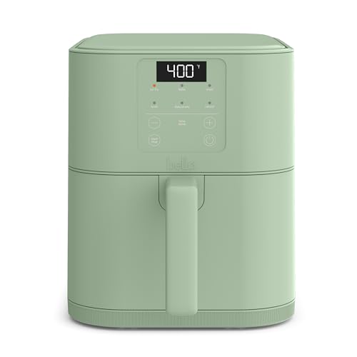 bella 6 Qt Slim Air Fryer, Fits-anywhere™ Kitchenware, EverGood™ Ceramic Nonstick Coating, Adjustable Temperature, 6 Preset Cooking Options, 60 Min Auto Shutoff w Audible Tone, 5lb Capacity, Seaglass