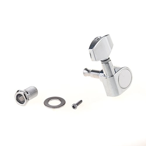 Musiclily 3+3 Tarraxas Blindada para Guitarra Estilo Les Paul ou Violão , Botão Grande Cromado