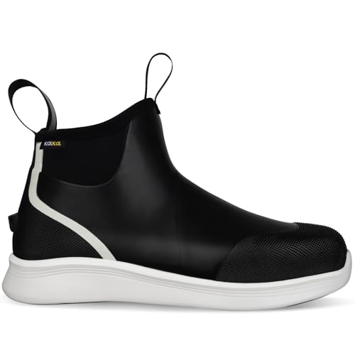 Kalkal Men's Deck Boots, Waterproof Fishing Boots, Rubber Ankle Rain Boots With High Traction (Size 6-13)