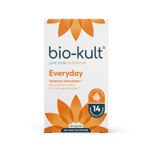 Bio-Kult Gut Health Probiotic Supplement, 14 Strains, Probiotics for Women & Men, Immune Support, Digestive Health, Shelf-Stable, Non-GMO and Gluten-Free, Capsules, 30 Count (Pack of 1)