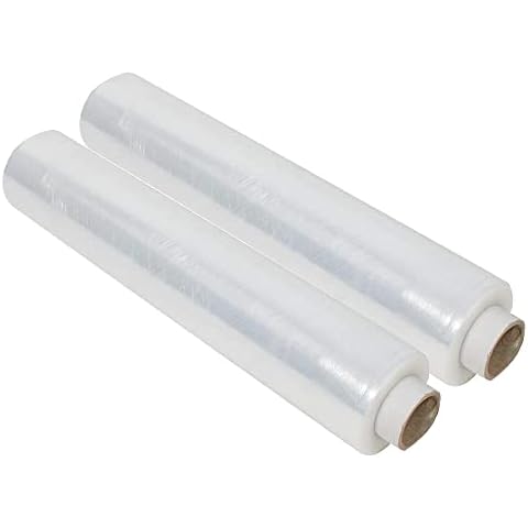 Maecena Pallet Wrap Cling Film - 2 Heavy Duty Shrink Wrap Rolls - Tear Resistant Stretch Wrap Rolls 400 mm x 250 m - Moving Essentials for Homes and Industrial use - Clear - Pack of 2 Cover