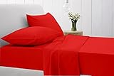 4 Piece - Red Bed Sheet Set - Solid Queen Size 60x80 Fits Up to 18-21' inches Deep Pocket - Hotel...