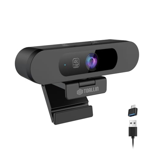 TOALLIN 4K Webcam for PC, Auto Tracking & Framing, 5X Zoom, Dual Mic - image 1
