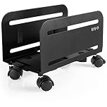 VIVO Computer Tower Desktop ATX-Case, CPU Steel Rolling Stand, 4.7 to 8.2 inch Wide Adjustable Mobile Cart Holder with Locking Caster Wheels, Gaming PC Holder, Black, CART-PC01…