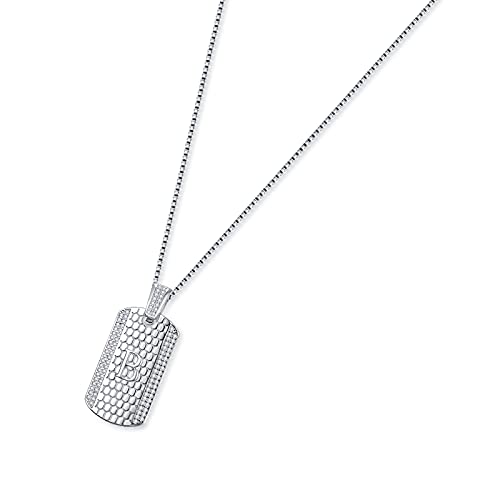 Jiarui 18" Hip Hop Alphabet Capital Initial Letter B Pendant Necklace For Women/Men/Girls/Boys Made Of 925 Sterling Silver With Pave Setting Cubic Zirconia #TOP1