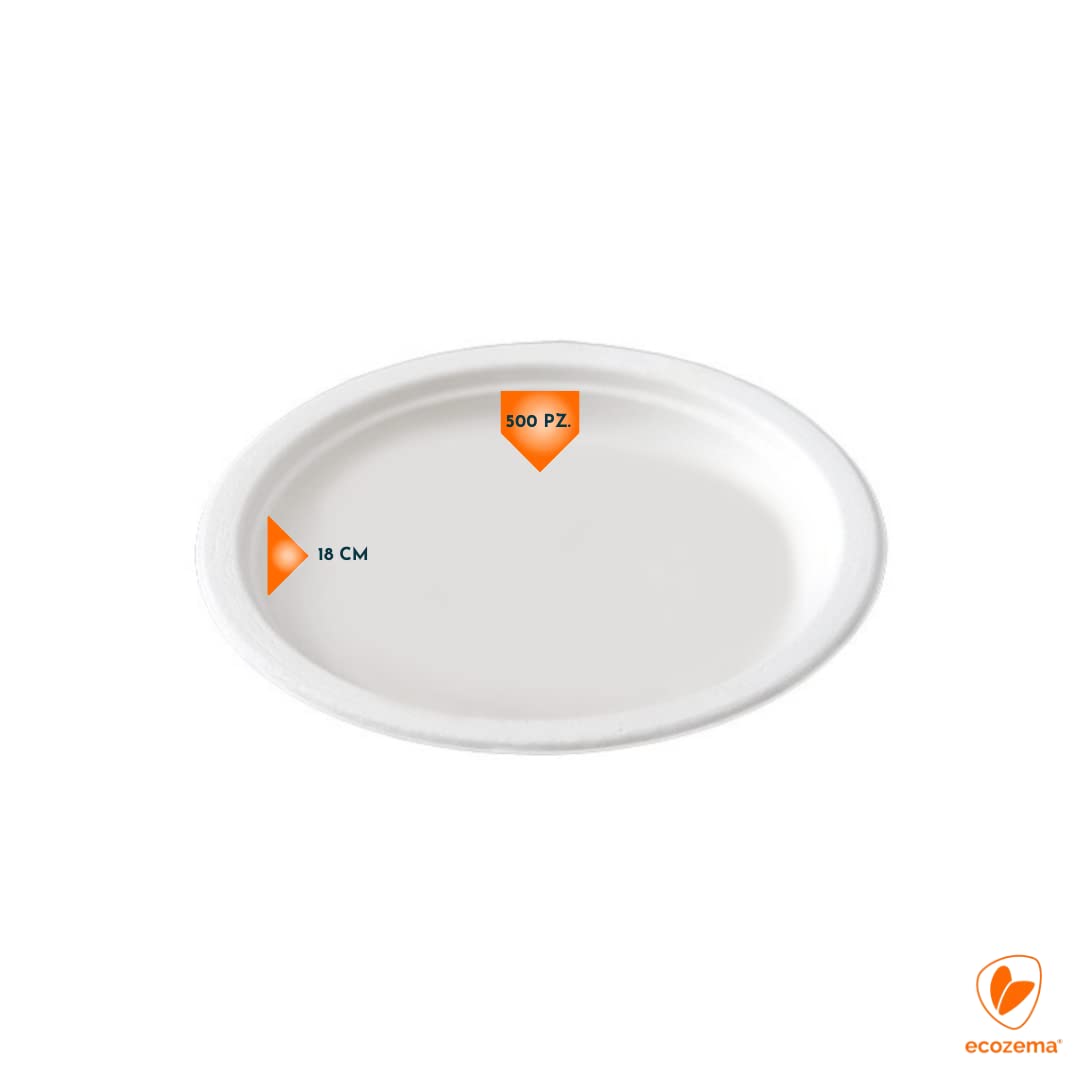 Piatti Fondi, Piani, Dessert Usa e Getta Monouso Biodegradabili Compostabili - Polpa di Cellulosa - 100% Ecologico - Confezioni da 50 - 500pz (PIATTI FONDI - 18cm - 500 Unità)