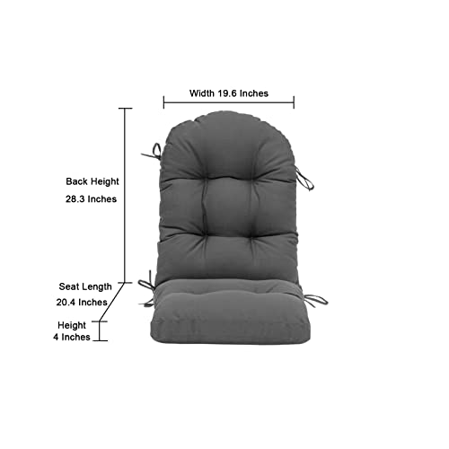 Image of QILLOWAY Outdoor High Back Chair Cushion for Adirondack, All Weather Rocking Chair Cushions Thick Padded Replacement for Patio Furniture Set of 4,Dark Grey