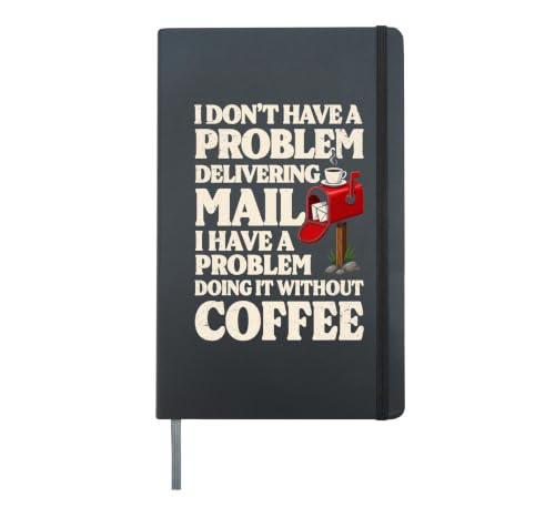 Mail Carrier Coffee Funny Postal Worker Mailman Hardcover Journal, Black