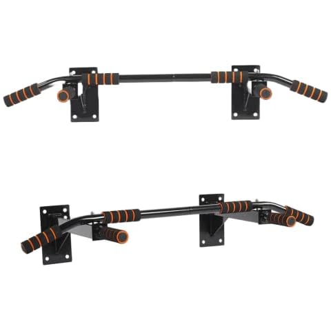 FK Sports Wall Mounted Pull Up Bar, Upper Body Workout Chin Up Bar for Home Exercise Gym, 3 Foam Padded Hand Grips For Extra Comfort Workout Pull-up Strength for Training Cover