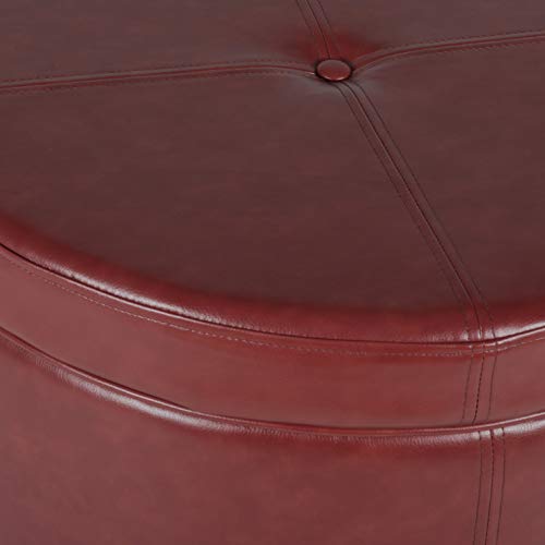 Homepop Round Leatherette Storage Ottoman With Lid, Cinnamon Red Large #TOP7
