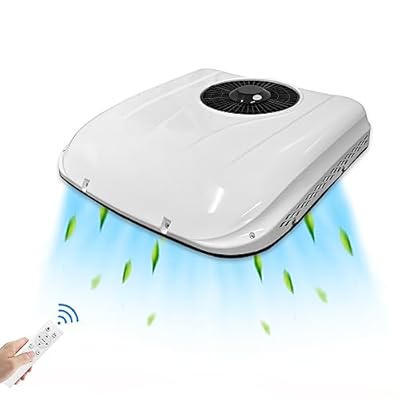 Aspligo DC 12V rv rooftop air conditioner ultra-thin Electric Parking air conditioning Fit for Motorhome Camper van truck excavator off-road vehicle SUV Bus 7000BTU New energy