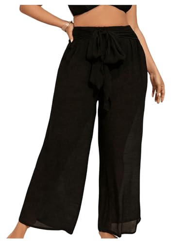 Women's Plus Size Swimsuit Coverups Tie Front Bikini Cover Up Beach Pants Bathing Suit Cover Up Pants