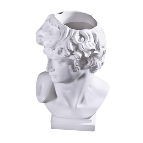Vase à motif de portrait en résine blanc pour organiser pinceaux et fleurs - 2