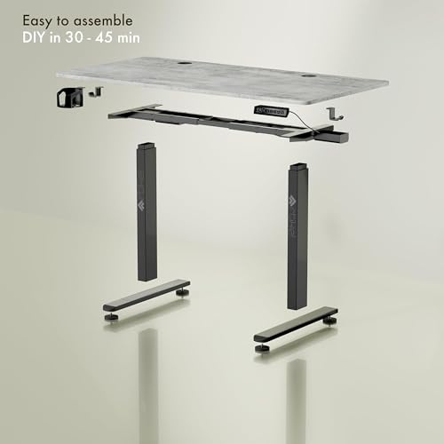 Image of ARTIKEL Artidesk Eco Electric Height Adjustable Table for Office Work & Home-Sit Stand Gaming Desk 80kg Load, Cup Holder, 2 Hooks,Cable Organizer 2Split Tabletop (Rock, 120x60 CM)
