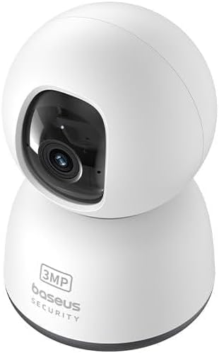 Baseus Security P1 Lite Indoor 2K 3MP Wi-Fi Security Camera AI Detection, 8x Zoom, Alexa and Google compatible