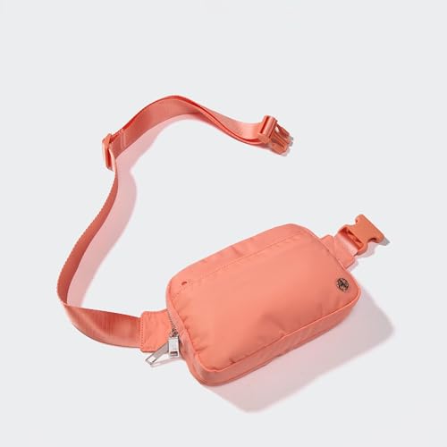 Image of Pander Everywhere Belt Bag for Women, 5 Zipper Pockets Nylon Crossbody Fanny Pack Purse (Dark Salmon).