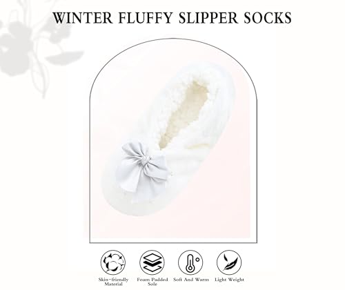 Image of DICUIRD Slipper Socks For Women With Grippers, Fuzzy With Non Slip Bottoms, Cozy Warm Fuzzy Slippers