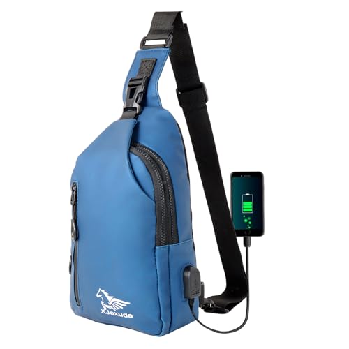 XJexude Leather Sling Bag for Women Men Crossbody Bag Waterproof Small Sling Backpack Lightweight Anti Theft Travel Bag