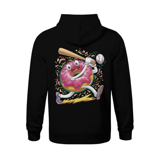 Kids Funny Donut Baseball Player Boys Girls Lightweight Kangaroo Pocket Fleece Hoodies3
