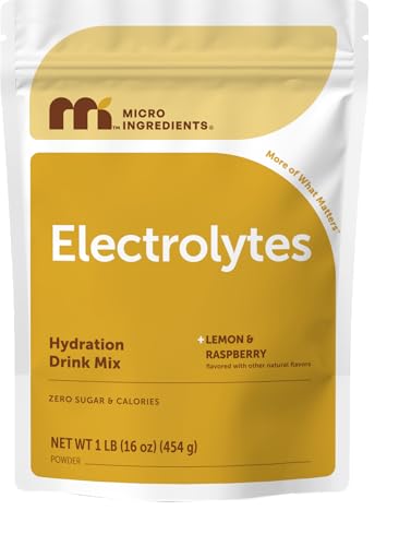 Micro Ingredients Electrolytes Powder 1lbs(69 Servings) | Sugar Free | Lemon Raspberry Flavor | High Potassium (1 000mg) + Coconut Water & Real Lemon Juice | Keto Friendly Non-GMO