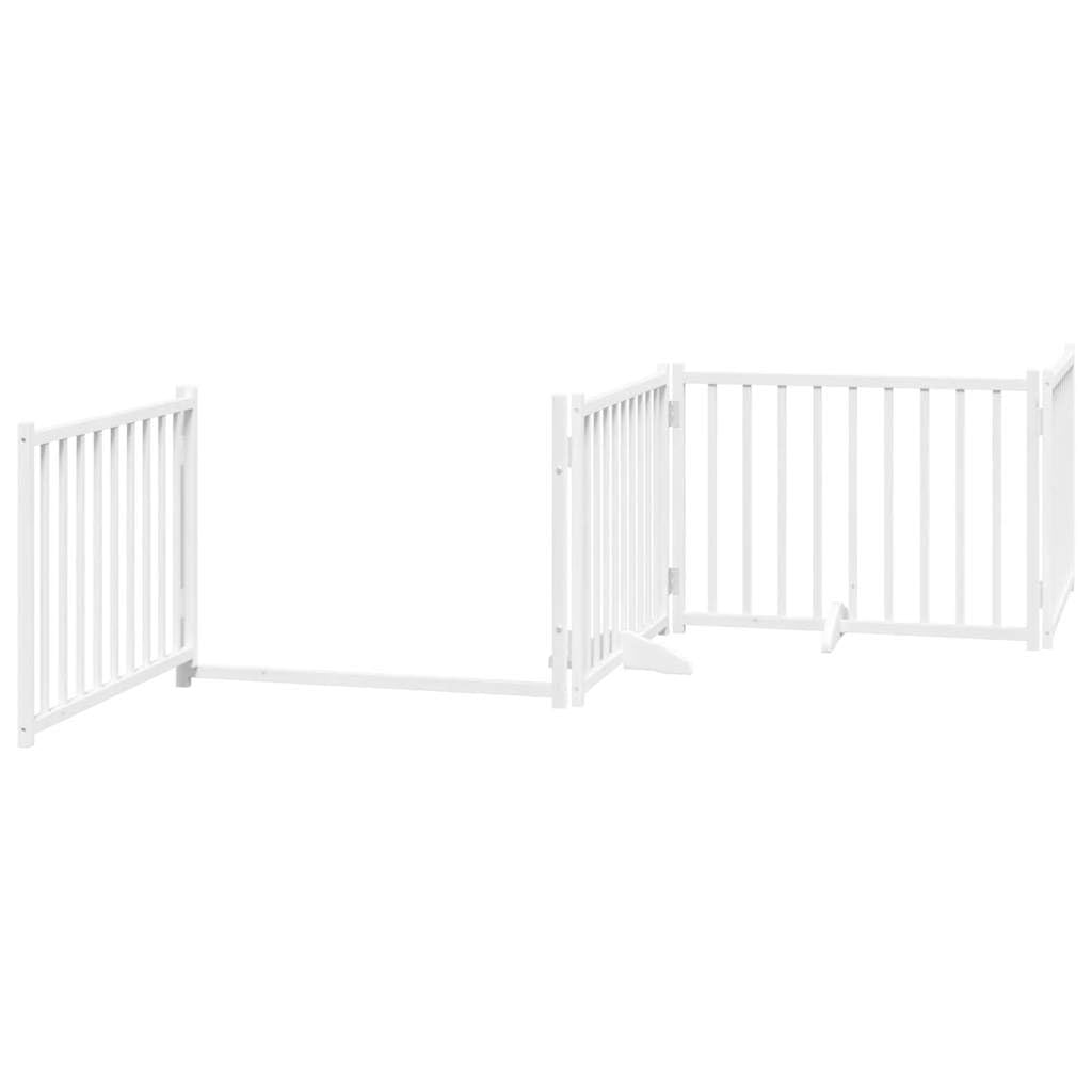 Homgoday Barrera para Perros,Barrera de Seguridad para Perros Mascotas,Valla Perros Interior Puerta de Perros Plegable 8 Paneles Madera álamo Blanca 640 cm