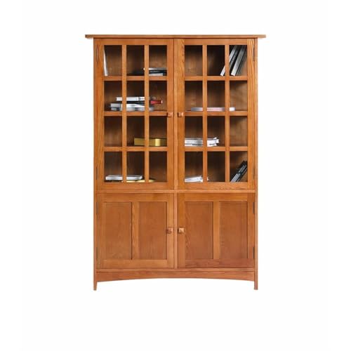 Crafters and Weavers Mission Solid Quarter Sawn Oak China Cabinet - Golden Brown