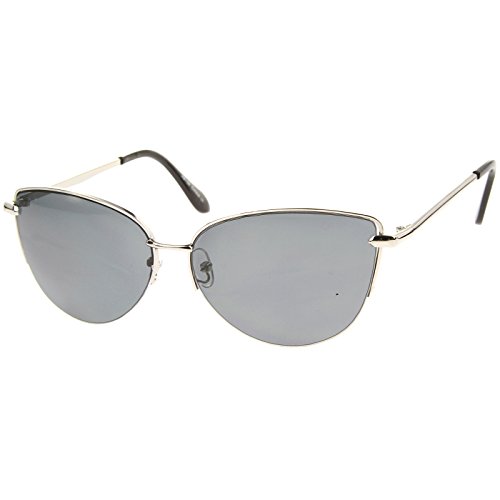 zeroUV Modern Fashion Oval Semi-Rimless Metal Wire Frame Cat Eye Sunglasses 63mm2