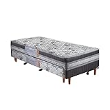 Cama Box Conjugada Solteiro D-28 com Auxiliar 188x88x59 Cinza/Branco glide