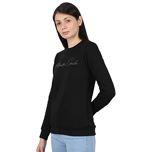 Image of Monte Carlo Embroidered Cotton Blend Round Neck Womens Sweatshirt