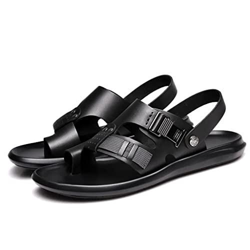 Casual Men Shoes Slip-On Genuine Cow Leather Soft Non-Slip Beach Sandals Slippers Flats Flip Flop Walking Shoes(38)
