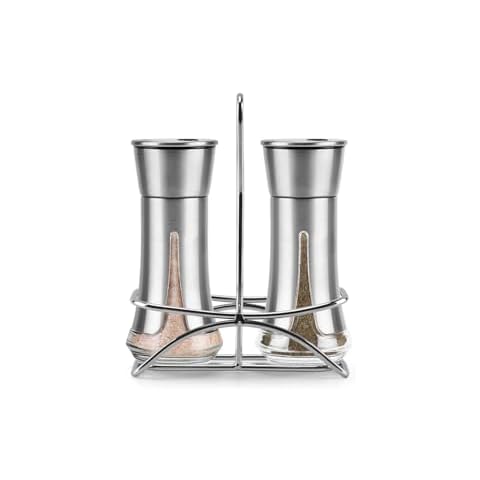 Aelga Large Salt and Pepper Shakers with Holder, Salt Shaker for the Kitchen with Adjustable Pour Holes -Unique Salt and Pepper Set for Himalayan, Kosher, and Sea Salts Cover