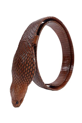 Pelgio Cobra Snake Skin Belt Tan Brown
