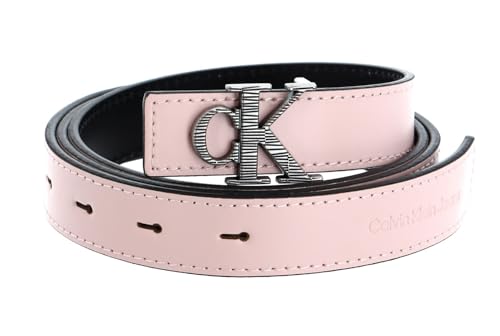 Ceinture cuir CKJ Monogram Calvin Klein rose blush 25mm pour femme