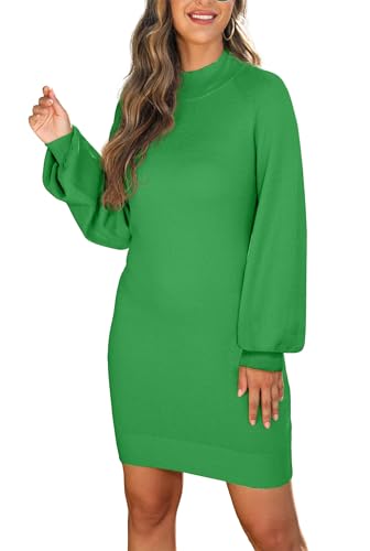Image of GRECERELLE 2026 Womens Fall Winter Mock Neck Mini Pullover Sweater Dress | Long Sleeve Ribbed Knit Bodycon Fit for Parties Date Holidays Daily(XS-2XL)