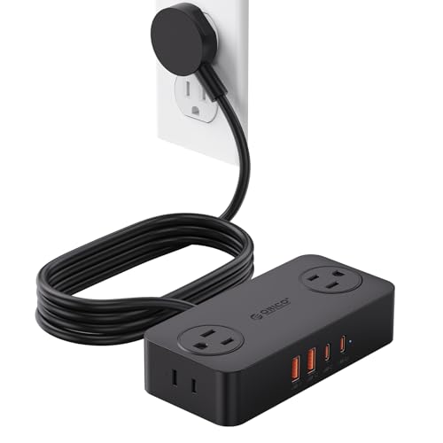 5' Orico 8-in-1 Power Strip w/ 4 AC Outlets, 2 USB-C & 2 USB-A (Blk, Wht, Purple or Blue) - image 1