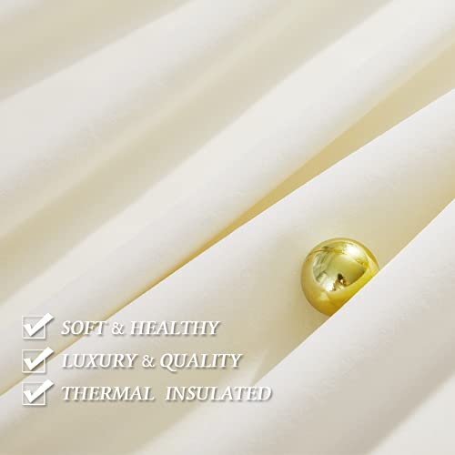 Image of RYB HOME Extra Long Velvet Curtains 102 inches for Sliding Patio Glass Door | Energy Saving, Theraml Privacy, UV Heat Blocking, for Living Room Bedroom Dining Room, Ivory, W52 x L102, 2 Panels
