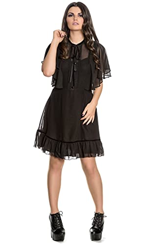 Hell Bunny Imperia Cape Effect Black Dress (4X-Large) #TOP25