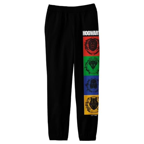 Bioworld Harry Potter Hogwarts House Mascots Boy's Black Jogger Pants