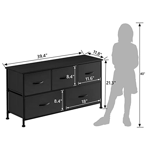 Furmax Dresser For Bedroom With 5 Drawers, Wide Chest Of Drawers, Fabric Closet Dresser, Clothing Storage Organizer Unit With Fabric Bins, For Closet, Tv Stand, Living Room, Hallway, Nursery (Black) #TOP6