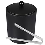 ERINGOGO Cubitera Inoxidable Engrosada Cubo para Hielo con Pinzas Enfriador para Vino Cerveza y Champán para Bares y Hogar Color Negro