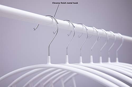Cocomaya HJMJ002-USA 16.5 Inch White No Shoulder Bumps No Mark Non-Slip Rubber Coated Contour Metal No Bumps Hanger, Sweater Hanger thumb #4