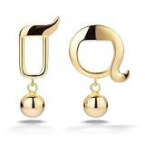 PERIMADE Pendientes de gota chapados en oro de 18 quilates para mujeres y hombres, delicados aretes colgantes de plata de ley 925 maciza para ella, diseño de bola, hipoalergénicos, no se deslustran