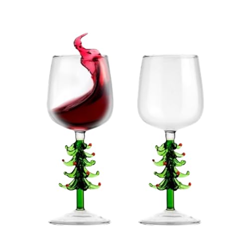 Molinter Weinglas mit Weihnachtsbaum Stamm 380ml Behälter Wint erglas Weihnachtsfeier Weihnachts Neujahrsgeschenke