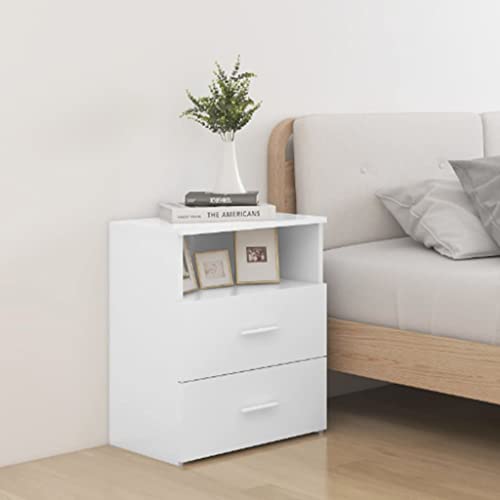 Higsose Mesita De Noche 50x32x60cm 2 Pcs Blanco,Madera Contrachapada,Armario Universal,Mesa De Noche Dormitorio,Aparador Auxiliar Cama Armario,Cabeceros Cama Originales